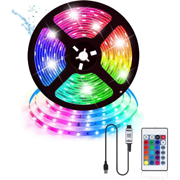 TIRA LED MULTICOLOR C/MANDO CONEXION USB 5M