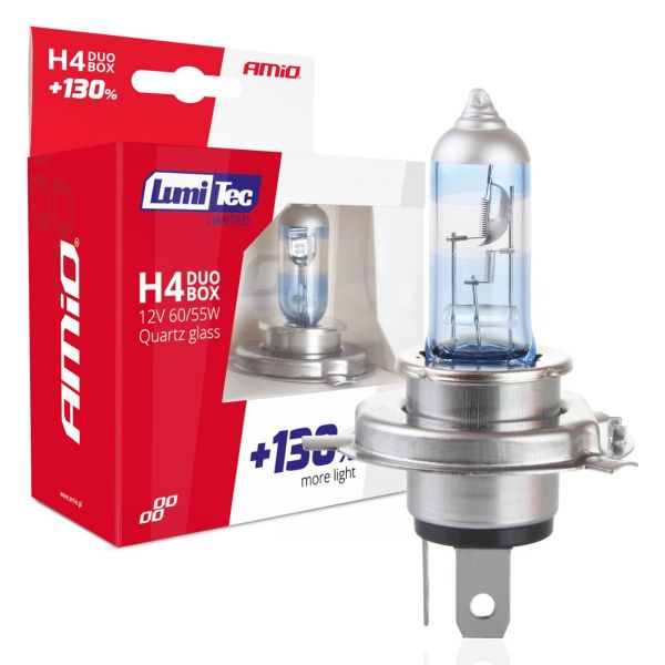 KIT H4 HALOGENAS +130% 12V 60/55W 2UDS