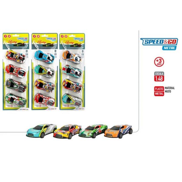 VEHICULOS DEPORTIVOS METALICOS 1:48 PACK 4 UDS