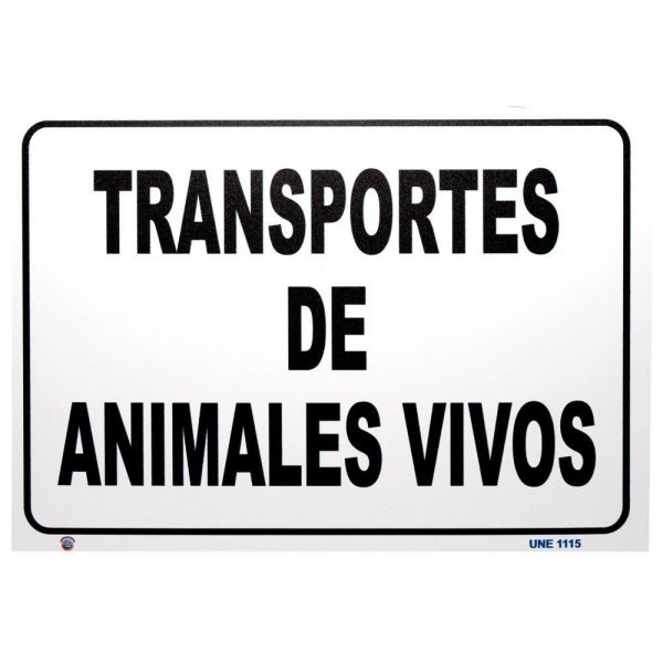 PLACA TRANSPORTE DE ANIMALES VIVOS