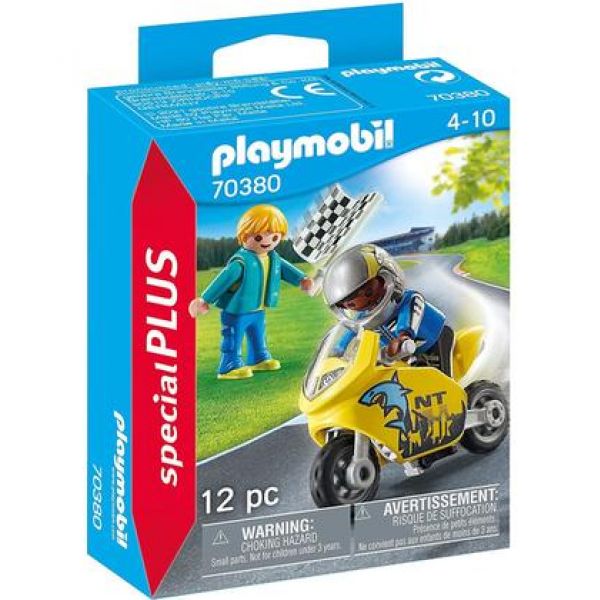 PLAYMOBIL PACK NIÑO CON MOTO DE CARRERAS