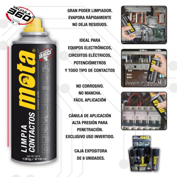 LIMPIADOR DE CONTACTO Y ELEMENTOS ELECTRICOS 216ML C/6UDS