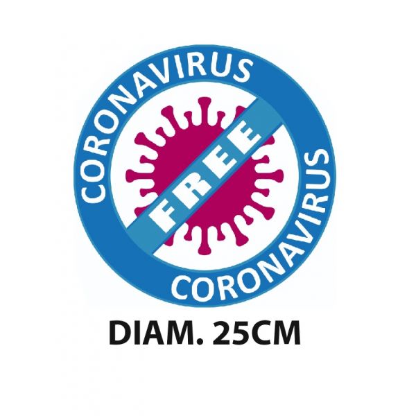 ADHESIVO ESTABLECIMIENTO LIBRE DE CORONAVIRUS 25CM