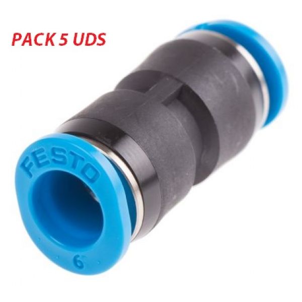 CONECTOR DE AIRE TIPO TUBO D6 6MM PACK/5UD