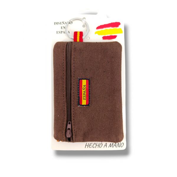 MONEDERO ESPAÑA CON CREMALLERA COLOR MARRON OSCURO 12.5X8CM