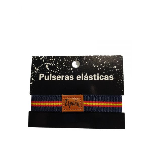 PULSERA ELASTICA C/CUERO ESPAÑA AZUL