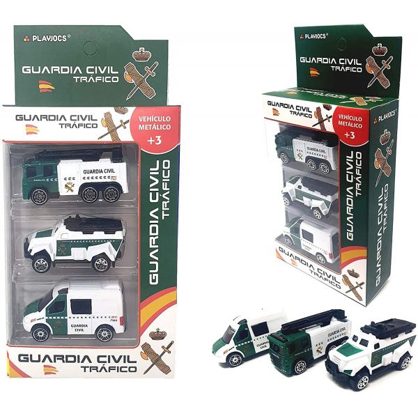 VEHICULOS GUARDIA CIVIL DE TRAFICO DE METAL PACK 3 UDS