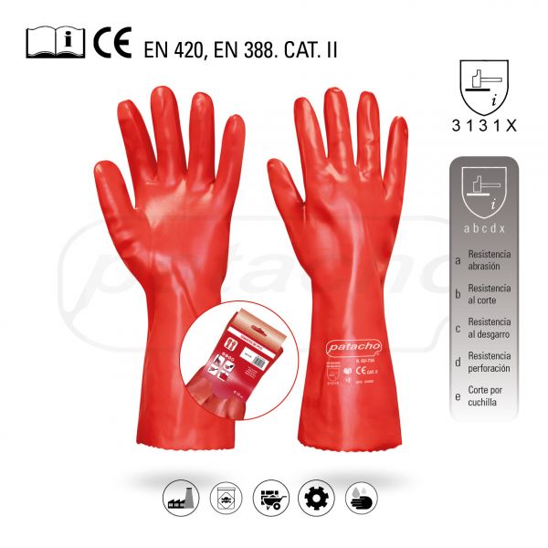 GUANTE ESPECIAL PVC GRUESO ROJO 35 CM T10