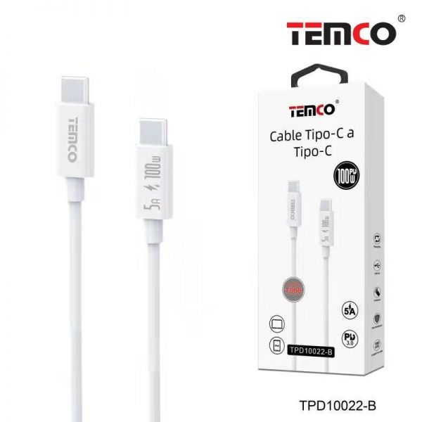 CABLE DE TELEFONO 5A 1.8M TIPO C A TIPO C 100W TPD10022B